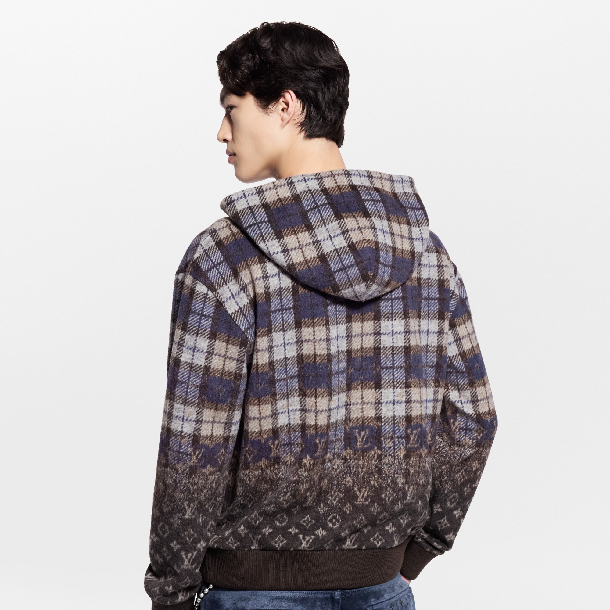 Moletom com Capuz Monogram Xadrez Desbotado - Ready-to-Wear